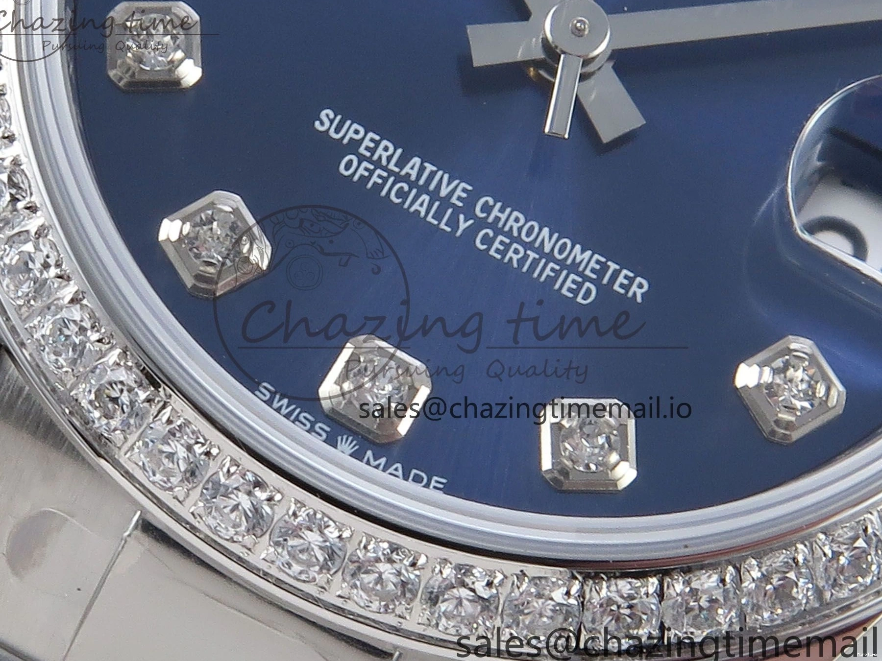 MiroTime 0421 TravelReady DateJust 31 278384RBR ARF 1:1 Best Edition 904L Steel Blue Diamonds Dial Diamonds Bezel on SS Oyster Bracelet ETA 434